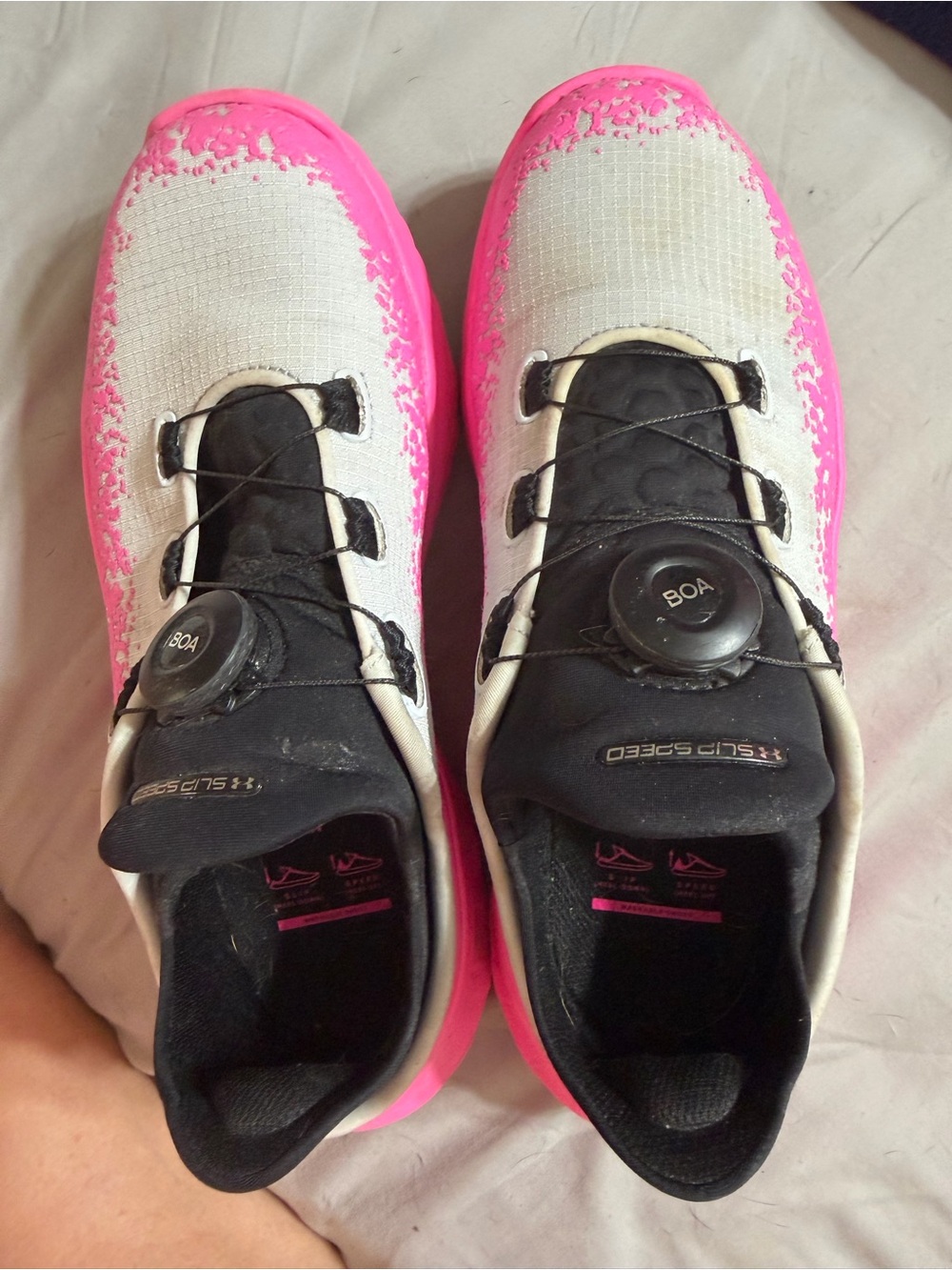 Under Armour Women’s White and Pink BOA Cycling Shoes